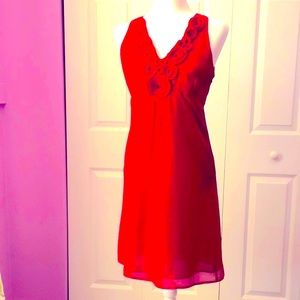 NWOT Anne Taylor Loft Red dress w rose neckline